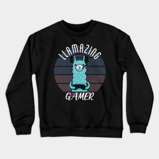 Llamazing Gamer Blue Llama Crewneck Sweatshirt